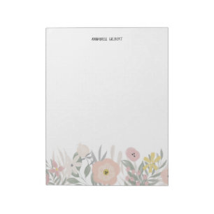 Bloc De Notas Jardín de primavera floral con acuarela moderna y 