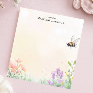 Bloc De Notas Jardín Floral de Abejas Melíferas con Nombre Perso