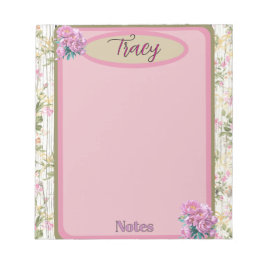 Bloc De Notas Jardín Floral Rosa Cottagecore Personalizado