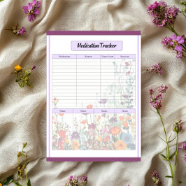 Bloc De Notas Jardín Morado en Flor_ Seguimiento de Medicamentos