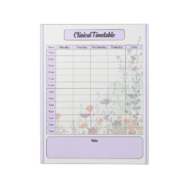 Bloc De Notas Jardín púrpura en flor _ Horario clínico