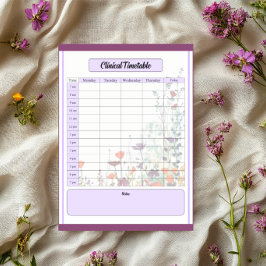 Bloc De Notas Jardín Púrpura en Flor _ Horario Clínico