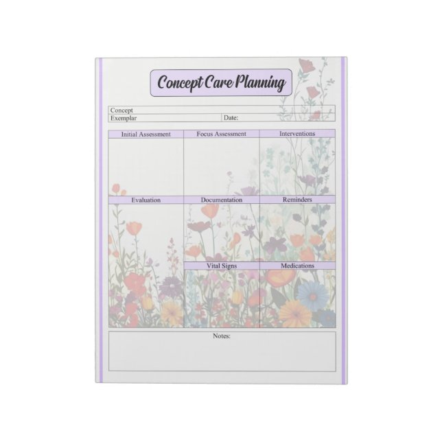 Bloc De Notas Jardín púrpura en flor _ Planificación del cuidado (Lado Izquierdo)