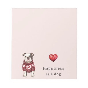 Bloc De Notas Jersey Rojo Corazones Blancos Happiness es un perr