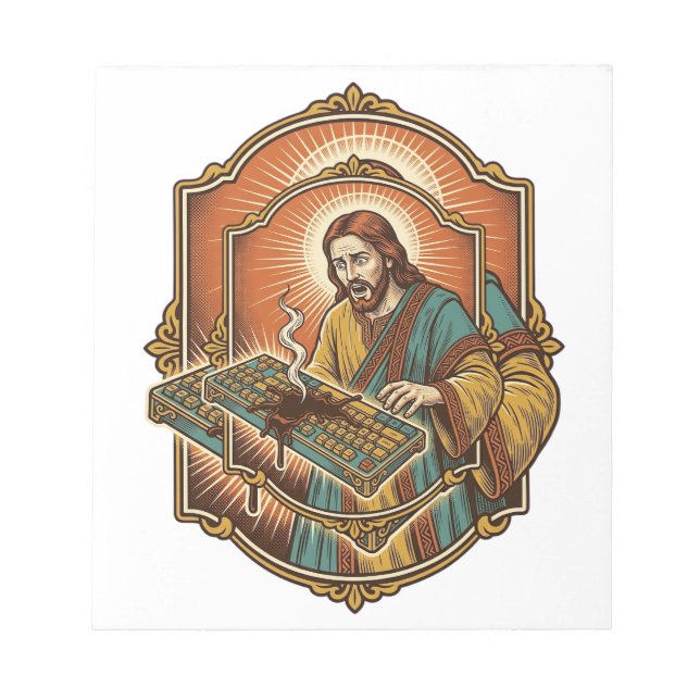 Bloc De Notas Jesús derrame de café teclado mecánico roto tecnol (Frente)
