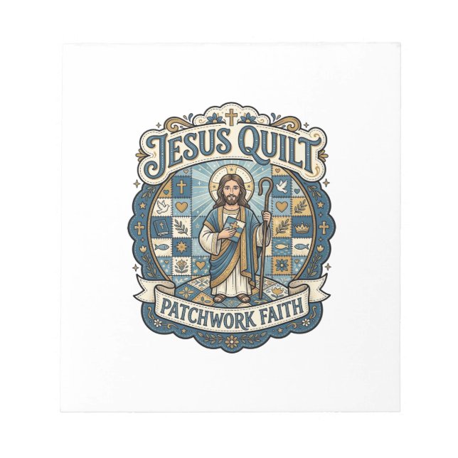Bloc De Notas Jesús Parche de Colcha de Retazos Fe Jesús Colcha  (Frente)