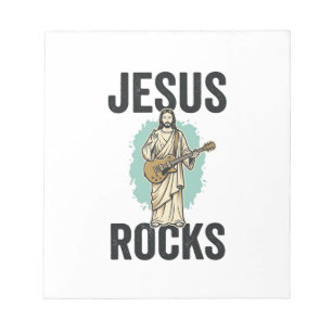 Bloc De Notas Jesús Rocks Guitar Grabado Cristiano Vintage Des