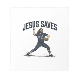 Bloc De Notas Jesús salva al lanzador de béisbol grabado vintage