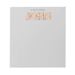 Bloc De Notas John Name en las brillantes luces de neón