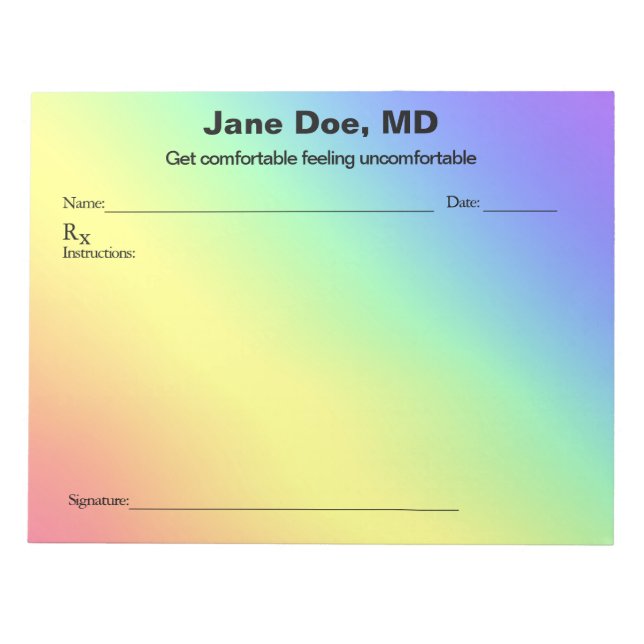 Bloc De Notas Joke prescription rainbow - 11" x 8.5" Notepad (Frente)