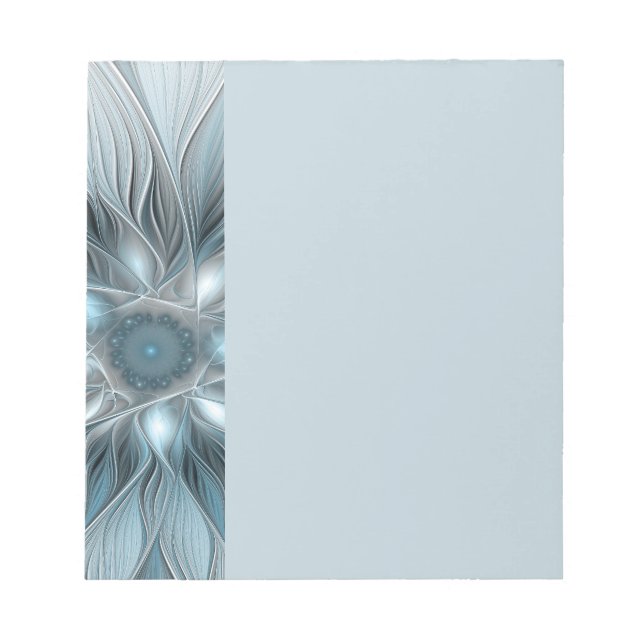 Bloc De Notas Joyful Flower Abstract Blue Gray Floral Fractal (Frente)
