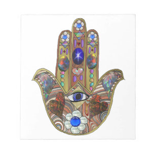 Bloc De Notas Judaica Hamsa Hearts Flowers Opal Art Print