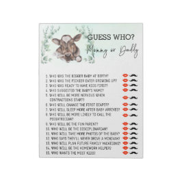 Bloc De Notas Juego de adivinanza para baby shower granja vaca t