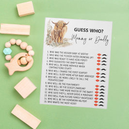 Bloc De Notas Juego de adivinanza para Baby Shower Vaca highland