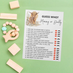 Bloc De Notas Juego de adivinanza para Baby Shower Vaca highland