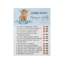 Bloc De Notas Juego de adivinanza para baby shower Vaca highland