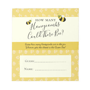 Bloc De Notas Juego de adivinanzas de honeybee Baby Shower