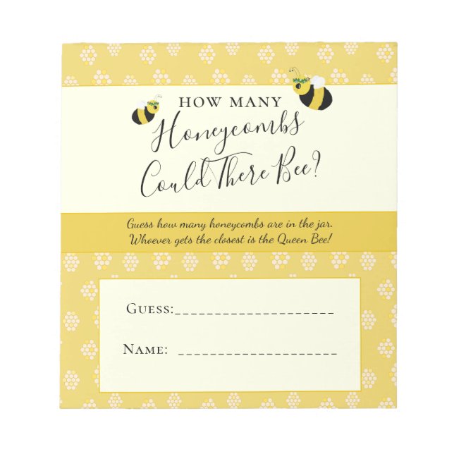 Bloc De Notas Juego de adivinanzas de honeybee Baby Shower (Frente)