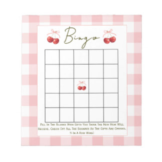 Bloc De Notas Juego de baby shower Bingo Cherry Sweet
