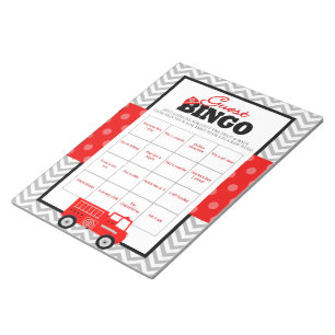 Bloc De Notas Juego de Baby Shower de Bingo Invitado de Firetruc