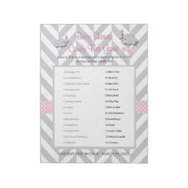 Bloc De Notas Juego de Baby Shower para Elefantes Rosa y Gris