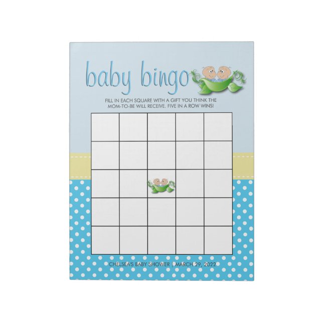 Bloc De Notas Juego de Baby Shower Twin Baby Boy Shower (Lado Izquierdo)