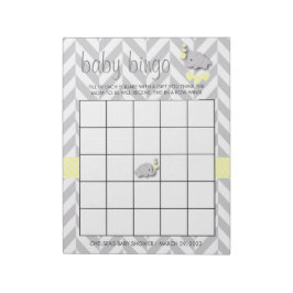 Bloc De Notas Juego de Bingo Baby Shower para Elefantes Amarillo