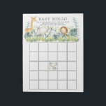 Bloc De Notas Juego de bingo de Baby Shower Jungle Animals<br><div class="desc">Bebé ducha bingo juego de almohadilla de lágrimas con adorables animales de la jungla incluyendo un elefante,  león,  jirafa y rinoceronte.</div>