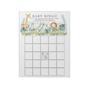 Bloc De Notas Juego de bingo de Baby Shower Jungle Animals