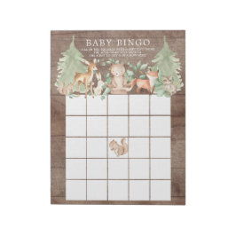 Bloc De Notas Juego de Bingo de Baby Shower Rustic Forest Animal