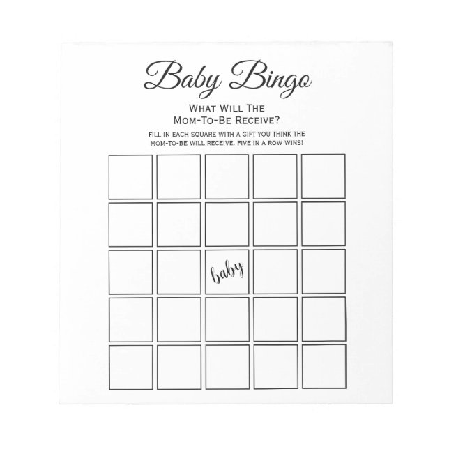 Bloc De Notas Juego de Bingo para Fiesta de Baby Shower Blanco U (Frente)