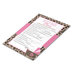 Bloc De Notas Juego de ducha Leopardo y Rhyme de Nursery Rosa