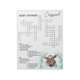 Bloc De Notas Juego de palabras cruzadas de Baby Shower Cow Calf