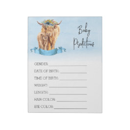 Bloc De Notas Juego de predicciones de Baby Shower Highland vaca