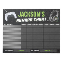Bloc De Notas Juego en juegos Neon Green Reward Chart Personaliz