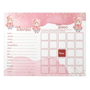 Bloc De Notas Juegos de Baby Shower Cute Watercolor Winter Kitty
