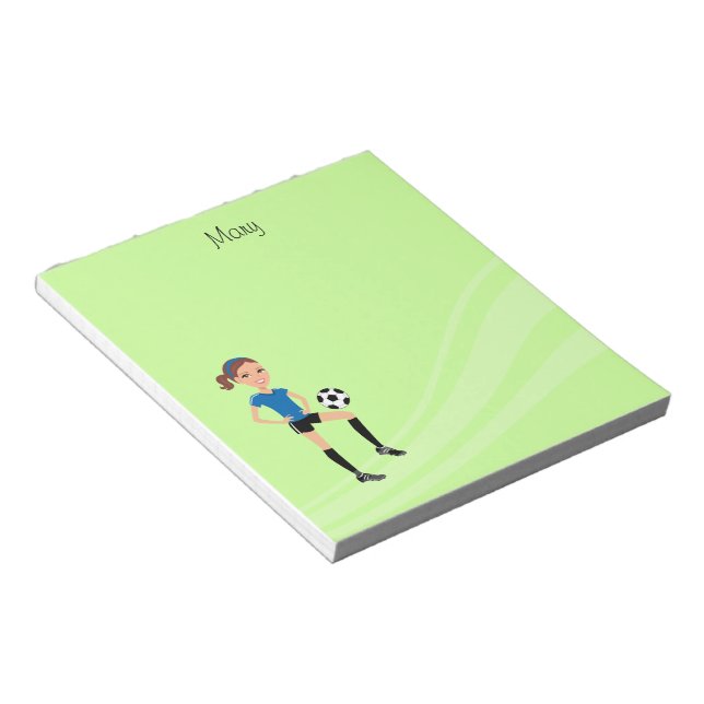 Bloc De Notas Jugadora de Fútbol Personalizada (Lado Derecho)
