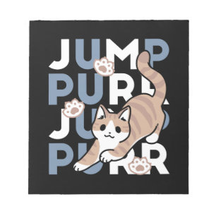 Bloc De Notas Jump Purr Jump: Playful Cat Design con arte divert