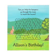 Kangaroo y deja Maze Birthday Notepad