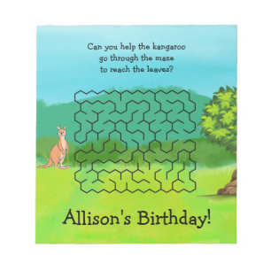 Bloc De Notas Kangaroo y deja Maze Birthday Notepad