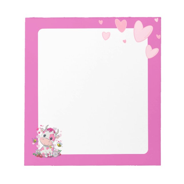 Bloc De Notas Kawaii Baby Cow & Hearts Notepad (Frente)