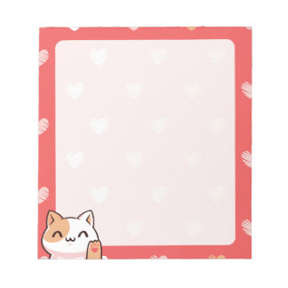Bloc De Notas Kawaii Cat and Hearts Notepad