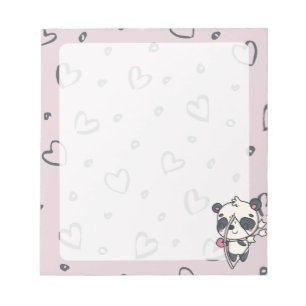 Bloc De Notas Kawaii Cupid Panda & Hearts Notepad