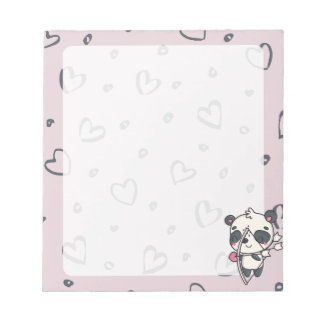 Bloc De Notas Kawaii Cupid Panda & Hearts Notepad