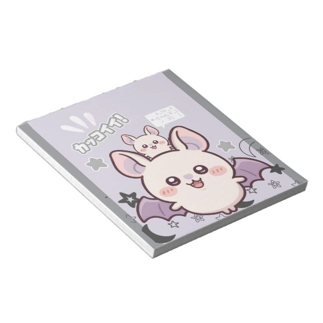 Bloc De Notas Kawaii Pastel Lavender Bat & Baby  – Cute  (Lado Derecho)