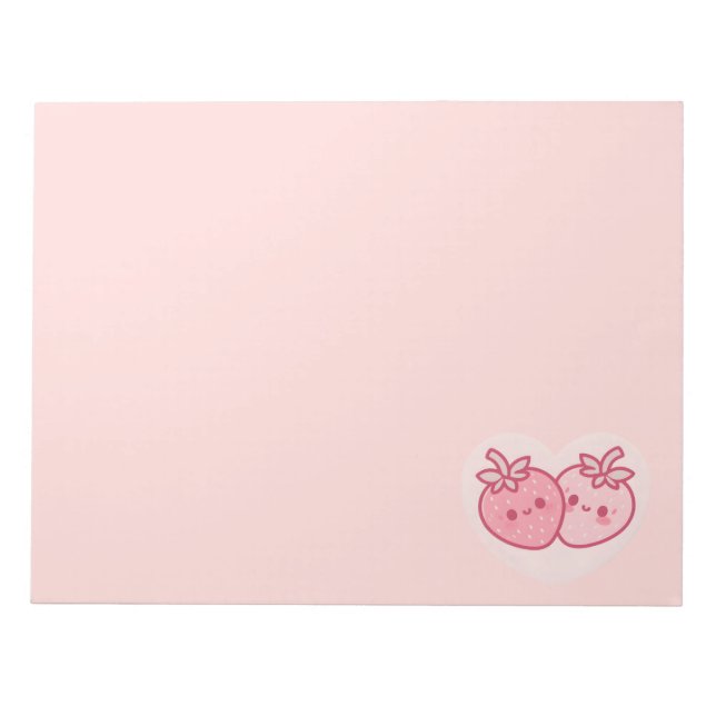 Bloc De Notas Kawaii Pink Valentines Strawberries (Frente)