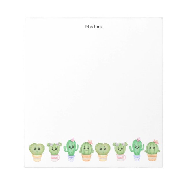 Bloc De Notas kawaii Potted Cactus y Succulent Personalizado (Frente)