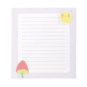 Bloc De Notas Kawaii Sun y Mushroom Notepad