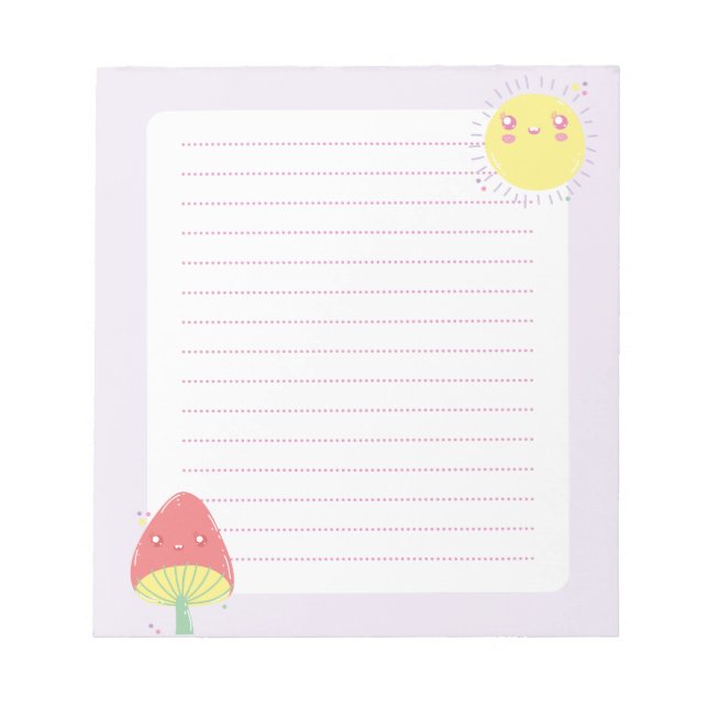 Bloc De Notas Kawaii Sun y Mushroom Notepad (Frente)