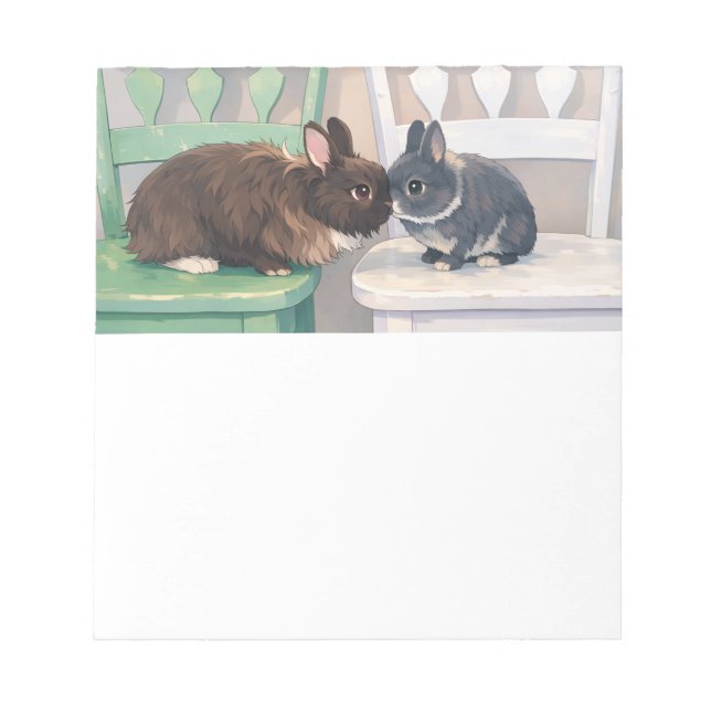 Bloc De Notas Kawaii Two Bunnies Notepad Cute Rabbit Art (Frente)